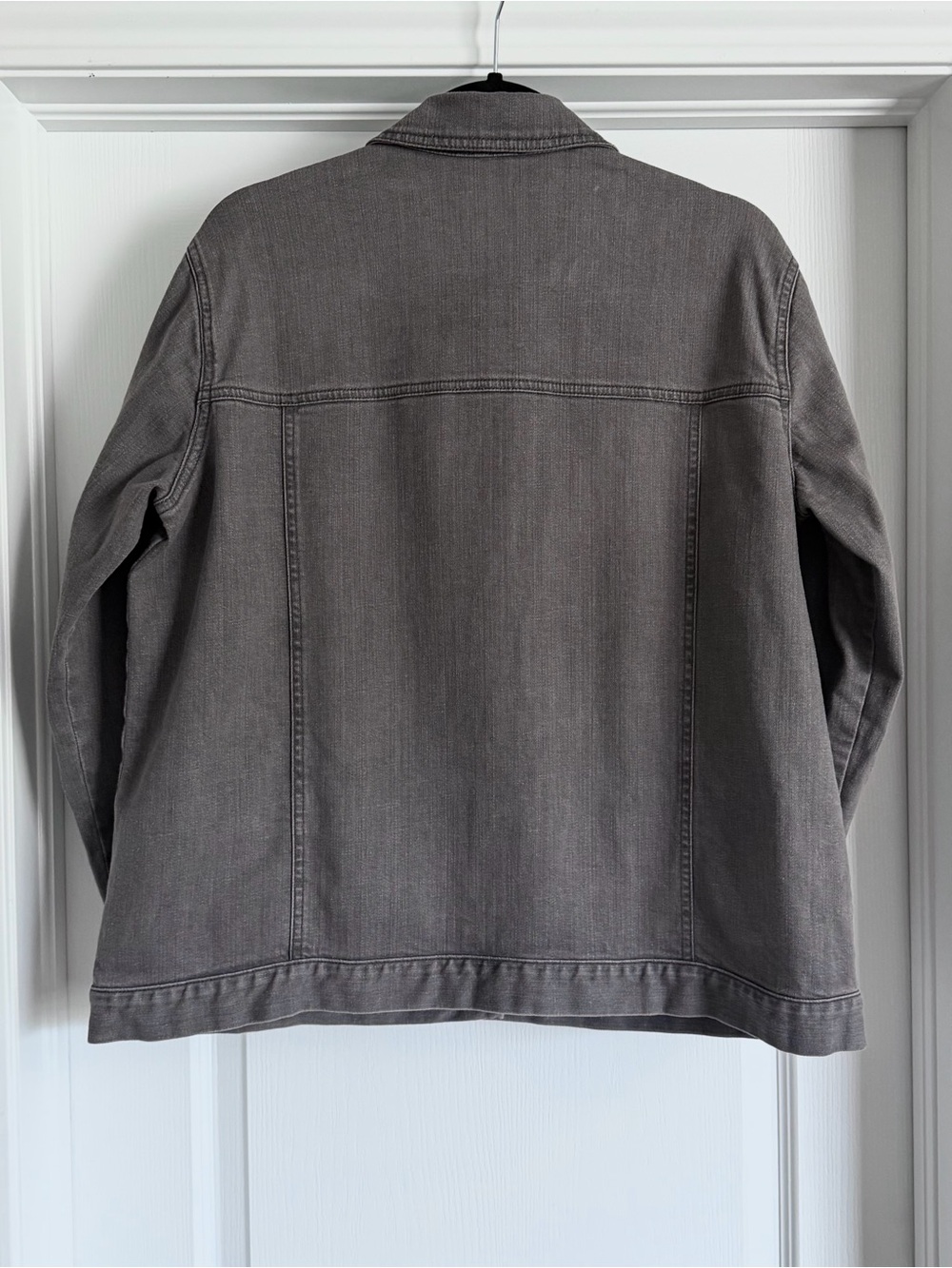Eileen Fisher Missy Organic Cotton Stretch Classic Collar Jacket Grey Size M - Picture 5 of 12